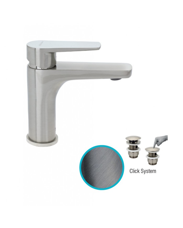 Μπαταρία Νιπτήρα Modea Optima Brushed Nickel με Ανοξείδωτη Τάπα Click System (00-02561/1)
