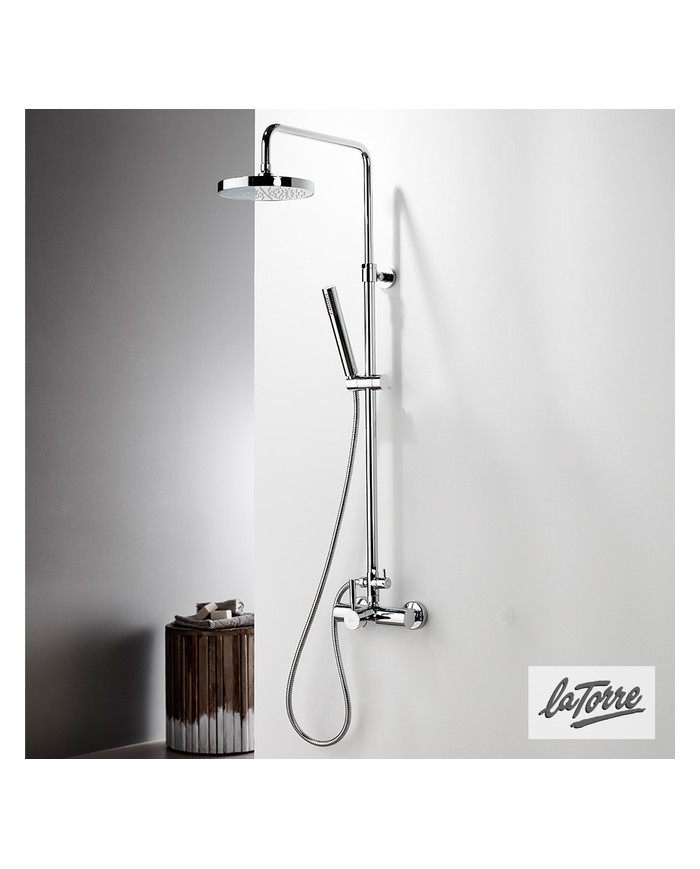 La Torre New Tech Chrome Adjustable Height Two Outlet Shower Column & Tilting Head & Telephone (12065-100)