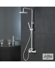 La Torre New Tech White Adjustable Height Dual Outlet Shower Column With Faucet & Tilting Head & Telephone (12065-300)