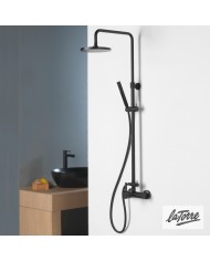 La Torre New Tech Black Matt Height-Adjustable Two-Output Faucet Shower Column & Tilting Head & Telephone (12065-400)