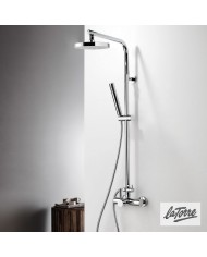 La Torre New Tech Chrome Fixed Height Dual Outlet Shower Column With Faucet & Tilting Head & Telephone (12066-100)