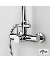 La Torre New Tech Chrome Fixed Height Dual Outlet Shower Column With Faucet & Tilting Head & Telephone (12066-100)