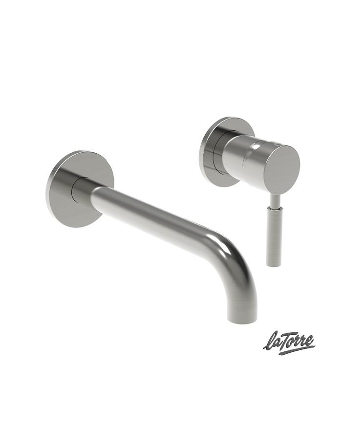 Εντοιχιζόμενη Μπαταρία Νιπτήρα Μίκτης & Στόμιο La Torre Tech Inox Finish Μίας Εξόδου/Δύο Οπών (12208-110)