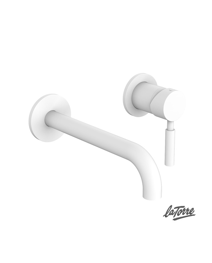 Εντοιχιζόμενη Μπαταρία Νιπτήρα Μίκτης & Στόμιο La Torre Tech White Matt Μίας Εξόδου/Δύο Οπών (12208-300)