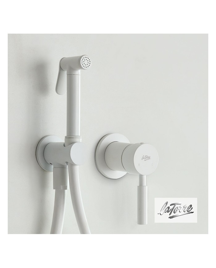 Built-in Bidet System La Torre Tech Flush Mix with Mixer & Sanitary Shower White Matt 1 Hole (12211-300)