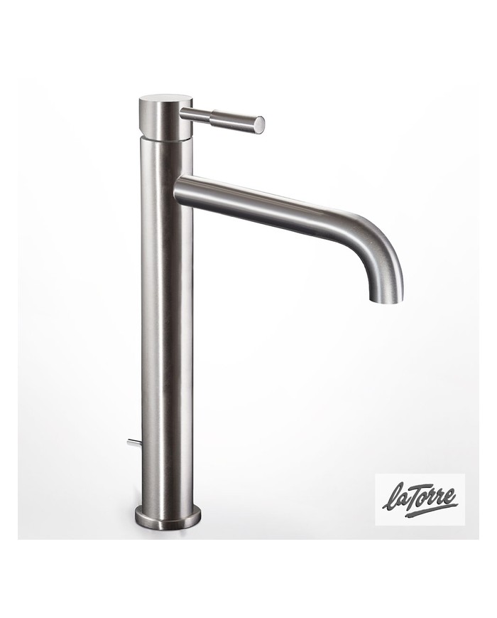 Μπαταρία Νιπτήρα Ψηλή Αναμεικτική La Torre New Tech Inox με Βαλβίδα clic-clac (12507-110)