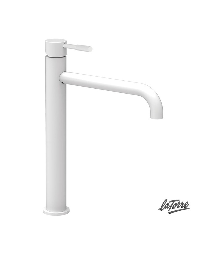 Washbasin mixer Tall La Torre New Tech White Matt with clic-clac valve (12507-300)