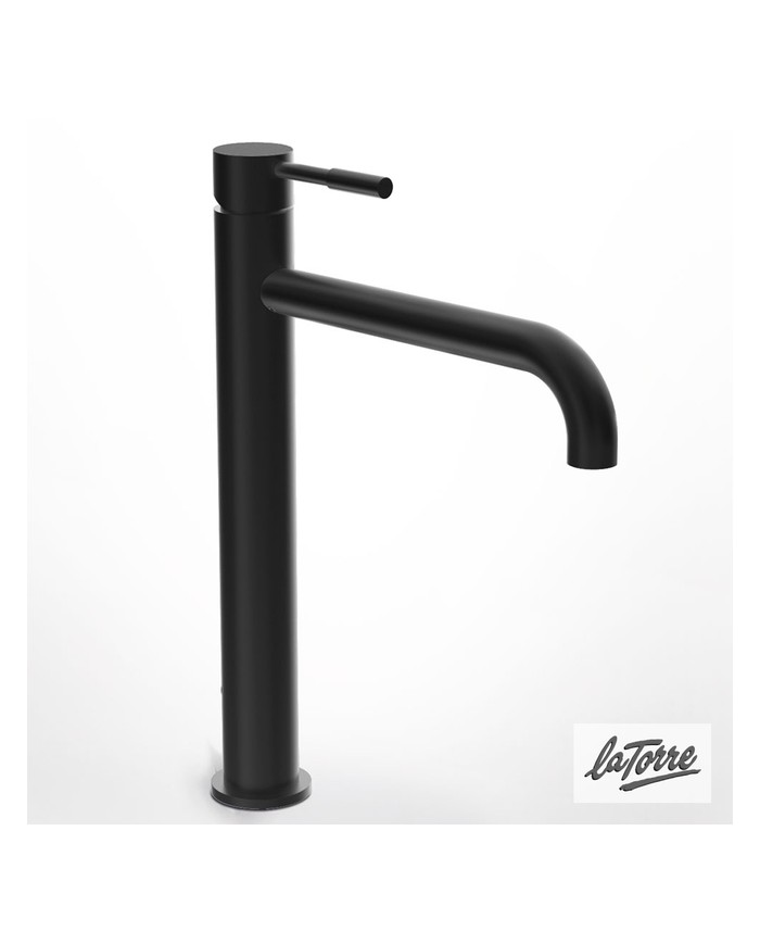 Μπαταρία Νιπτήρα Ψηλή Αναμεικτική La Torre New Tech Black Matt με Βαλβίδα clic-clac (12507-400)