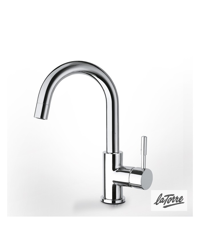 New Tech La Torre Chrome Medium Height Basin Mixer with Valve (12601-100)