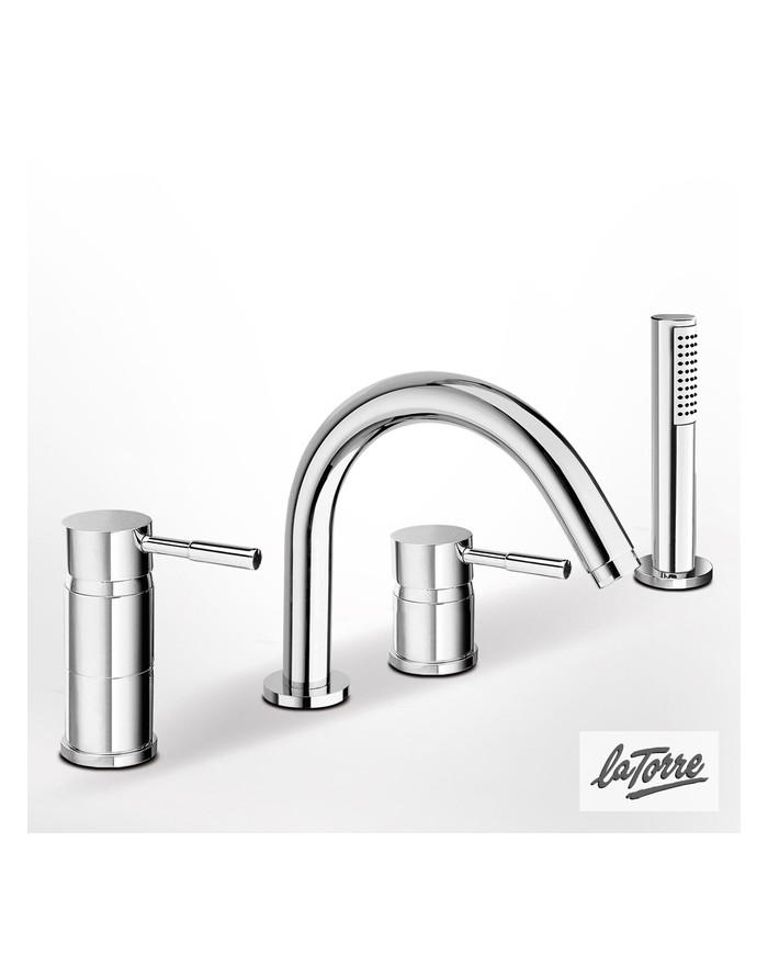 La Torre New Tech Chrome 4-Hole Wall Mounted Bath / Tub Faucet (12870-100)