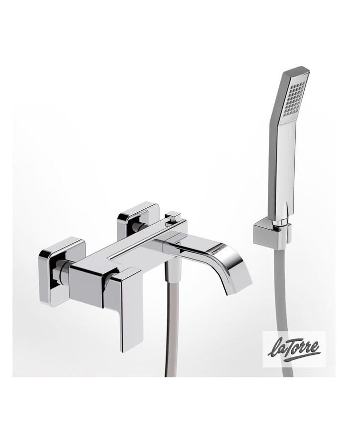 La Torre Profili Plus Chrome Bathroom Faucet with Telephone & Phone Wall Mount & Unbreakable Spiral (46019-100)
