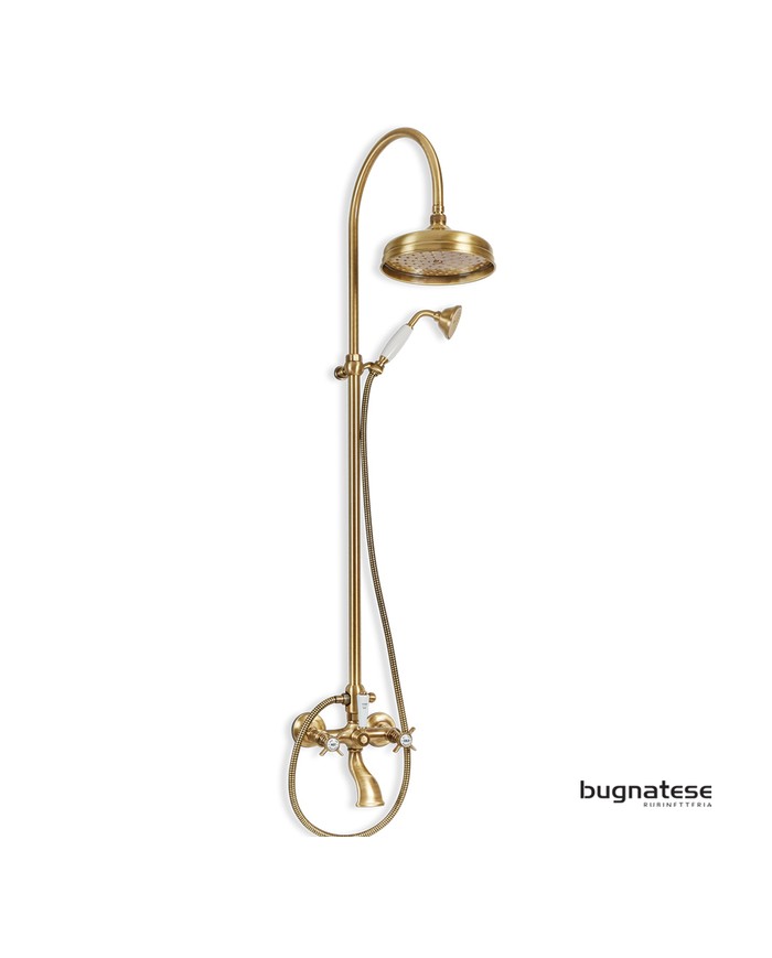 Retro Bronze Bugnatese Princeton Shower Column With Battery Adjustable & Tilting Head & Phone Holder (CD801-220)