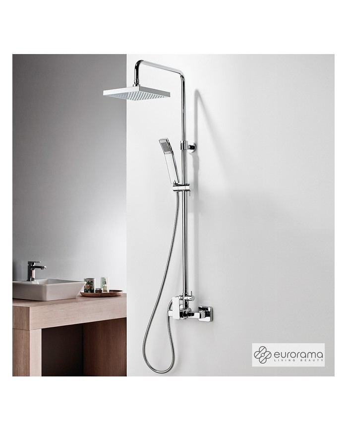 Στήλη Ντουζ Ρυθμιζόμενου Ύψους Eurorama Quadra Chrome Με Μπαταρία & Ανακλινόμενη Κεφαλή & Τηλέφωνο (144065-100)