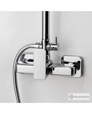 Στήλη Ντουζ Σταθερού Ύψους Eurorama Quadra Chrome Με Μπαταρία & Ανακλινόμενη Κεφαλή & Τηλέφωνο (144066-100)