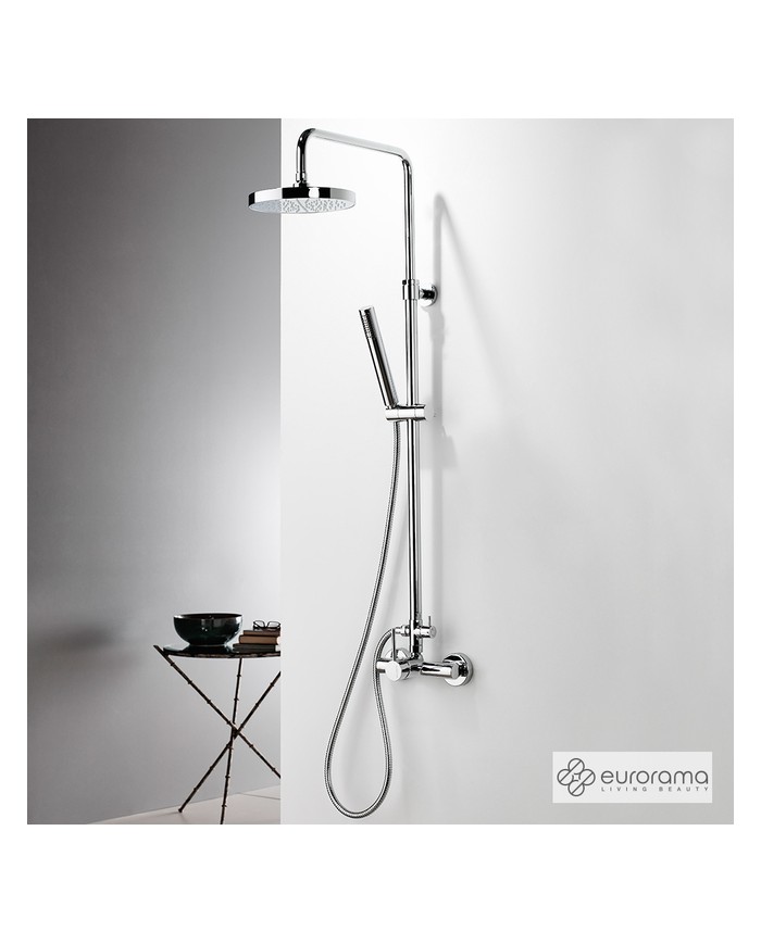 Eurorama Tonda Chrome Two Outlet Shower Column, Adjustable Height, With Faucet & Tilting Head & Telephone (145065-100)