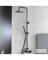 Shower Column Eurorama Tonda Black Matt Two Outlets, Adjustable Height, With Faucet & Tilting Head & Telephone (145065-400)