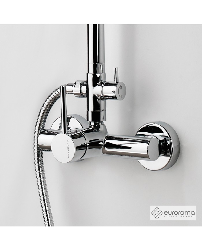 Shower Column Eurorama Tonda Chrome Two Outlets, Fixed Height, With Faucet & Tilting Head & Telephone (145066-100)