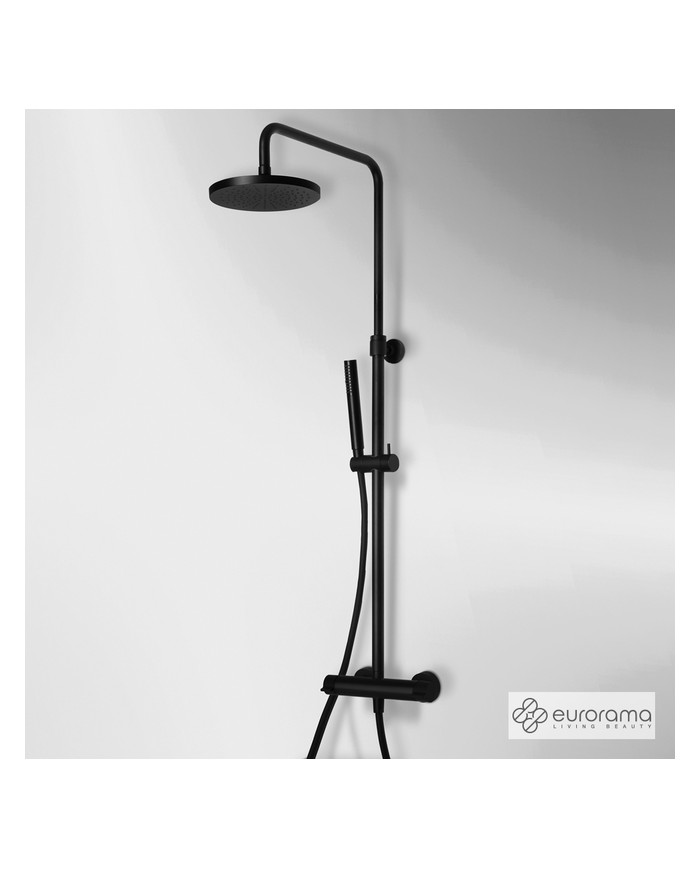 Adjustable Height Shower Column With Faucet Eurorama Charma Black Matt Reclining Head & Telephone (712065-400)