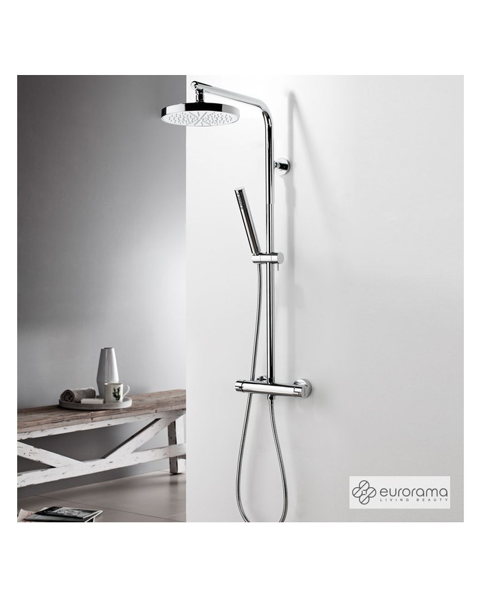 Στήλη Ντουζ Σταθερού Ύψους Eurorama Charma Chrome Με Μπαταρία & Ανακλινόμενη Κεφαλή & Τηλέφωνο (712066-100)