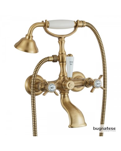 Μπαταρία Λουτρού - Μπανιέρας Αναμεικτική Ρετρό Bronze Bugnatese Princeton με Τηλέφωνο και Άθραυστο Σπιράλ (800-220)