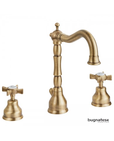 Μπαταρία Νιπτήρα Ρετρό Bronze Αναμεικτική Bugnatese Princeton 3 Οπών με Αυτόματη Βαλβίδα (812-220)