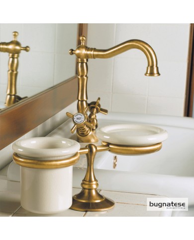 Μπαταρία Νιπτήρα Ρετρό Bronze Αναμεικτική Bugnatese Princeton με Αυτόματη Βαλβίδα (834-220)