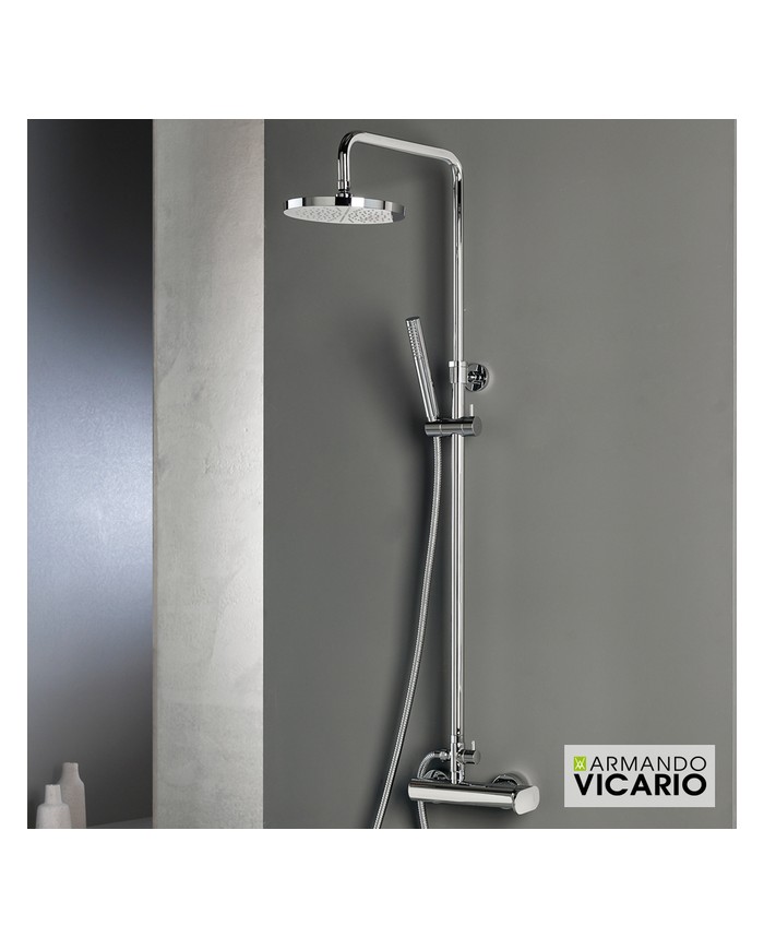 Armando Vicario Slim Chrome Shower Column With Faucet & Tilting Head & Phone with Bracket (500065-100)