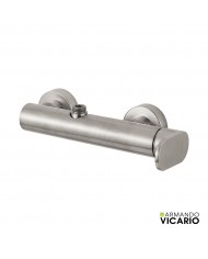 Armando Vicario Slim Inox Shower Column With Battery & Tilting Head & Telephone with Bracket (500065-110)