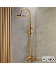 Στήλη Ντουζ Ρυθμιζόμενου Ύψους Armando Vicario Gold Brushed Με Μπαταρία & Ανακλινόμενη Κεφαλή & Τηλέφωνο (500065-201)