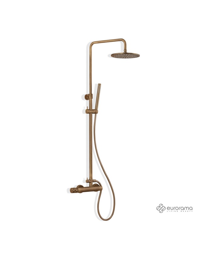 Adjustable Height Shower Column With Faucet Eurorama Eletta Chester Bronze Brushed Reclining Head & Telephone (168065-221)