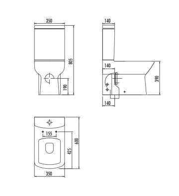 Creavit Quadro Universal Btw LR360 soft closing set Χ.Π. & Boiler LR410 & Cover KC3181