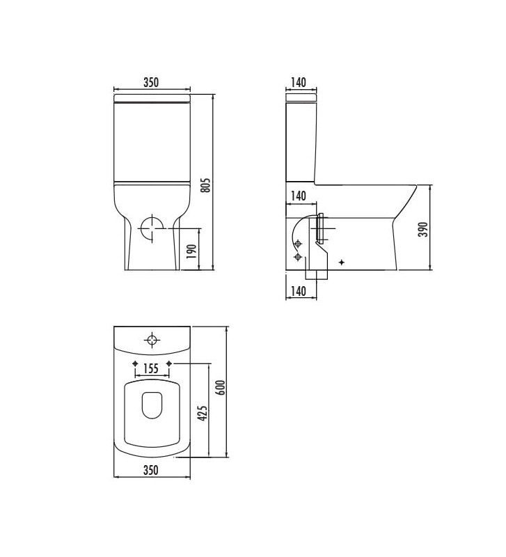 Creavit Quadro Universal Btw LR360 soft closing set Χ.Π. & Boiler LR410 & Cover KC3181