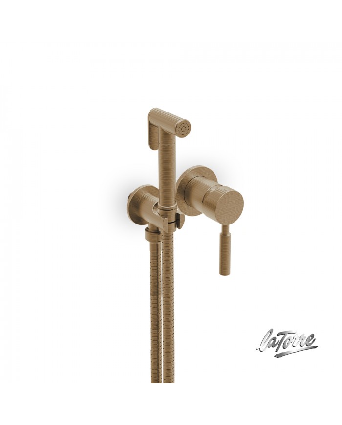Built-in Bidet System La Torre Tech Flush Mix with Mixer & 1 Hole Sanitary Shower Antique Brass (12211-221)