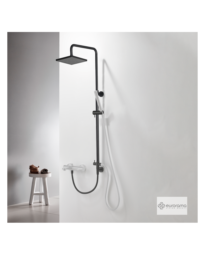 Στήλη Ντους Eurorama Black Matt με Κολώνα Ρυθμιζόμενου Ύψους με Τετράγωνη Κεφαλή (51400S-400)