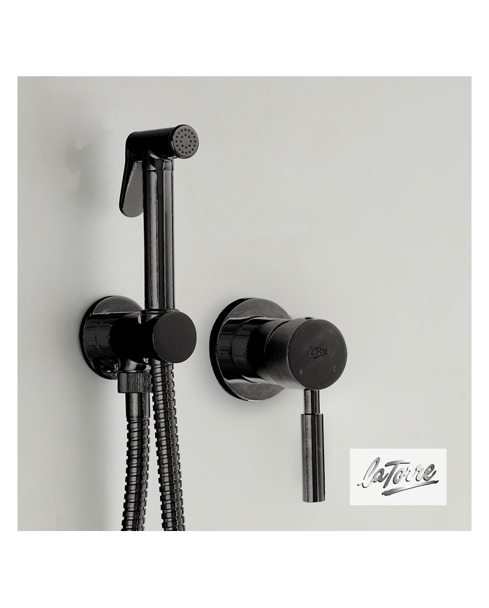 Built-in Bidet System La Torre Profili Flush Mix with Mixer & Sanitary Shower Black Brushed 1 Hole (12211-410)