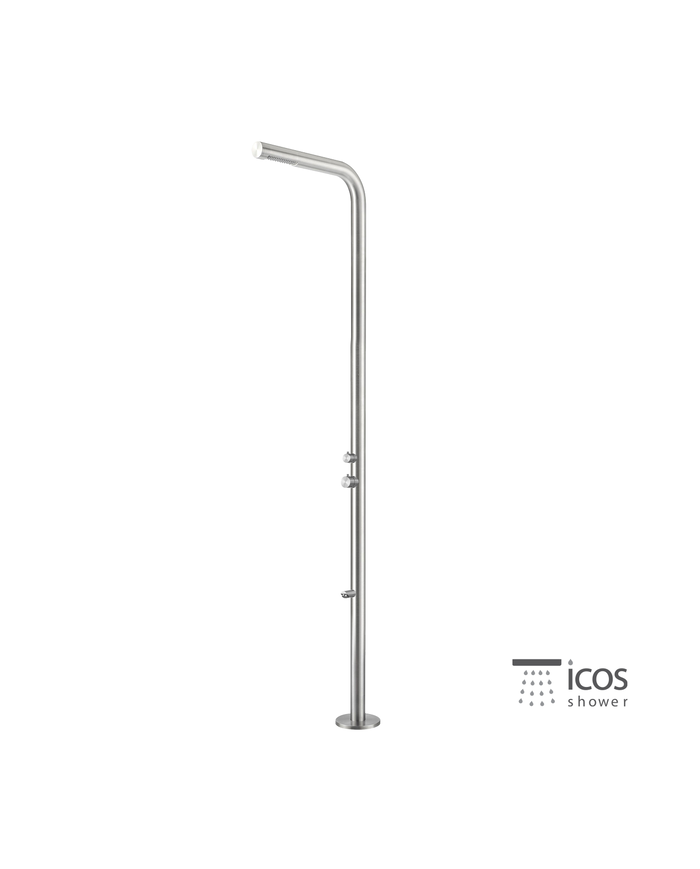 Inox Dona thermo-mixing outdoor shower column With Icos Floor Mixer Height: 220 cm (DONAMIX)