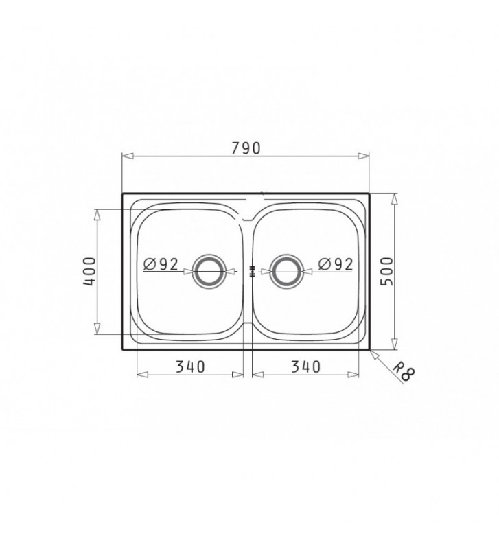 Stainless Steel Sink Pyramis Derby (79X50) 2B 100185601