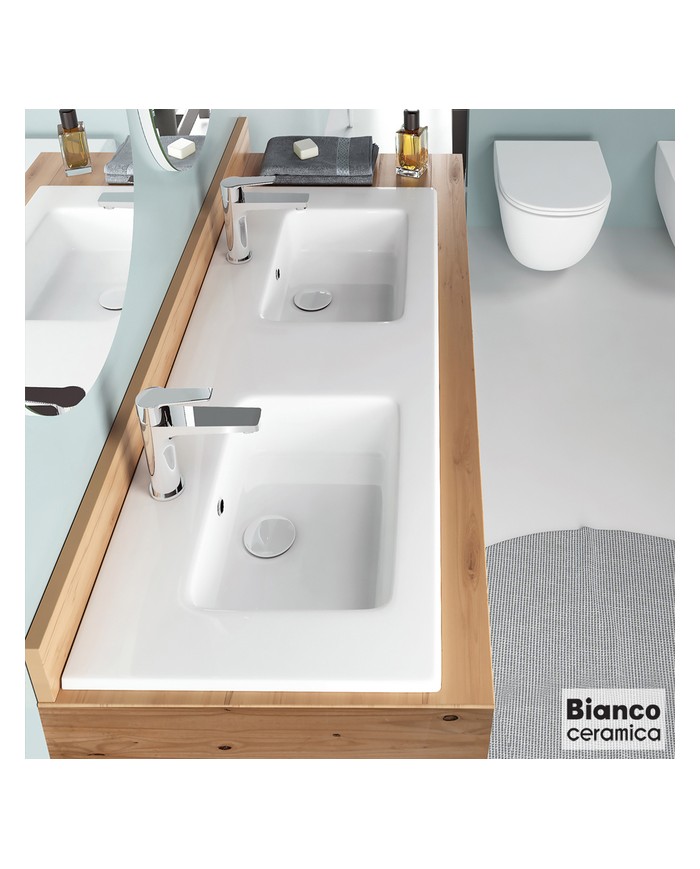ΝΙΠΤΗΡΑΣ ΔΙΠΛΟΣ FLAT 121,6x46 (2 οπές) BIANCO CERAMICA WHITE