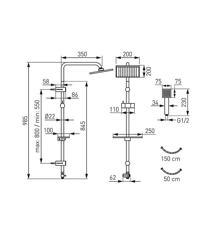 Shower column Ferro Squerto Lux NP24