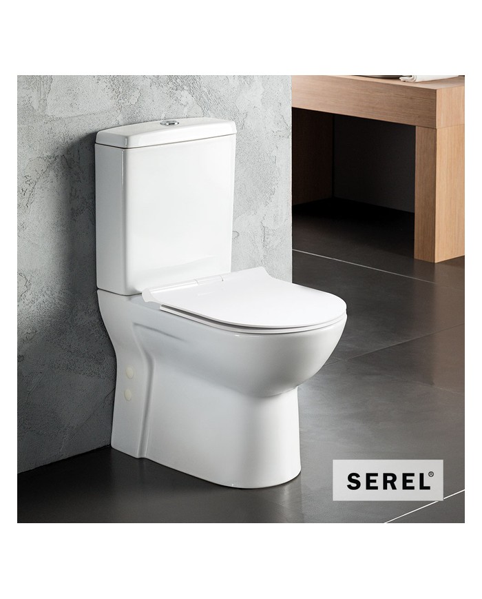 Λεκάνη Χ.Π. Λευκή Back to Wall Serel Vela 6712 (61 εκ.) & Κάλυμμα Βακελίτη Slim Soft Close  9001SC (671200SC-300)