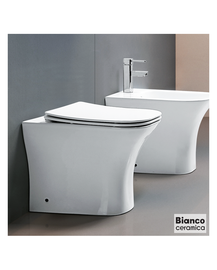 Basin H.P. White Back to Wall Bianco Ceramica Delia DL 130 Rimless 52 cm & Bakelite Cover 9500SC (DL13000SC-300)