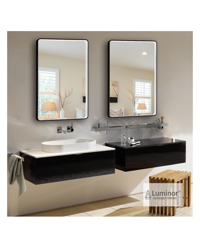Καθρέφτης Μπάνιου Φωτιζόμενος Led με Μαύρο Μεταλλικό Πλαίσιο Luminor Cob Light 60x80