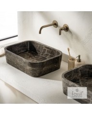 Fossil Gaia Marble Emperador Dark Countertop Washbasin 60x38 cm. (DS 60-523)