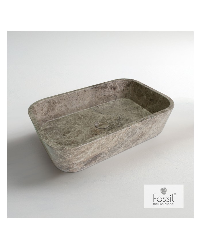Fossil Gaia Marble Emperador Pale Countertop Washbasin 60x38 cm. (DS 60-524)