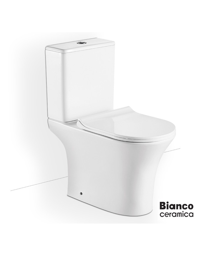 Basin Set Bianco Ceramica AIDA 66.5cm Rimless with Cistern with Slim Soft Close Lid, Cover (SAD12000SC-300)