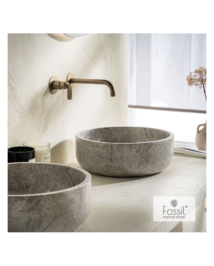 Fossil Thalo Marble Table Washbasin Tundra Gray Φ39 H.14 (DR39-423)