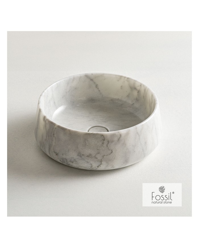 Fossil Opus Carrara Nuovo Tabletop Marble Washbasin Ø 42 cm. H14 (DR 42-300)