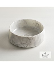 Fossil Opus Carrara Nuovo Tabletop Marble Washbasin Ø 42 cm. H14 (DR 42-300)