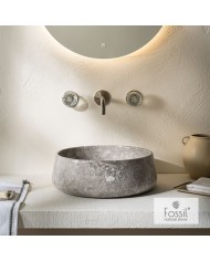 Countertop Fossil Opus Tundra Gray Marble Washbasin Ø 42 cm. H14 (DR 42-423)