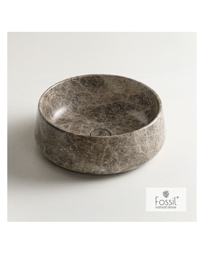 Fossil Opus Emperador Pale Marble Countertop Washbasin Ø 42 cm. H14 (DR 42-524)